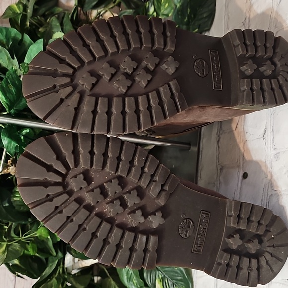 Timberland Heel Stitched Emblem Brown Leather Boots 11M - Picture 7 of 13